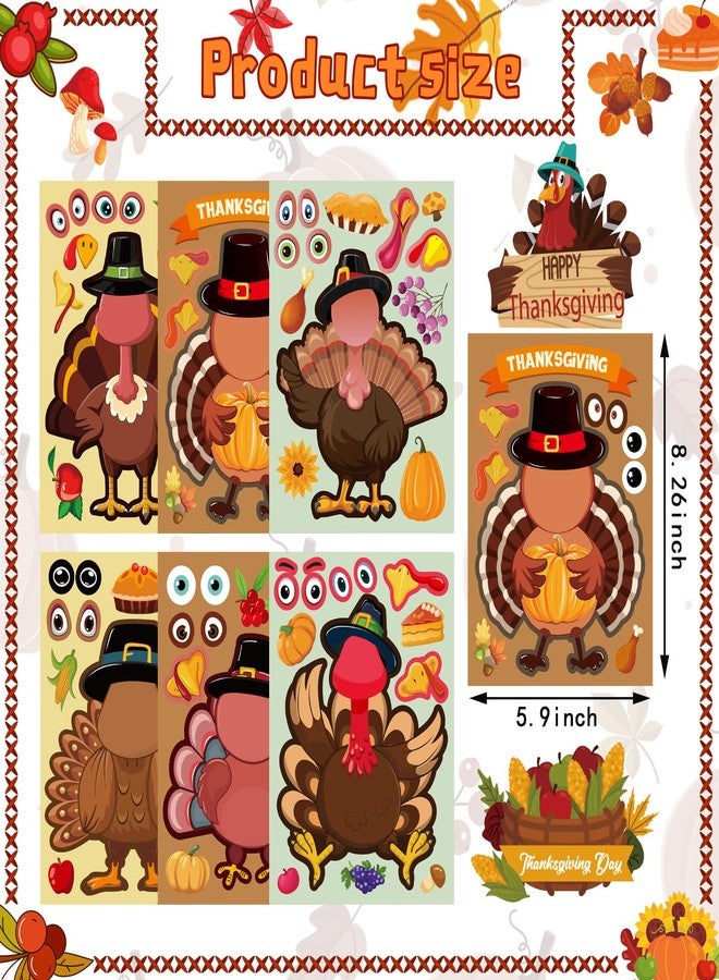 DUJAA 24Sheet Make-a-Turkey Stickers Thanksgiving Party Favors Supplies Stickers for Kids Turkey Games Crafts Sticker Autumn Fall Harvest Halloween Thanksgiving Decorations - Image 2